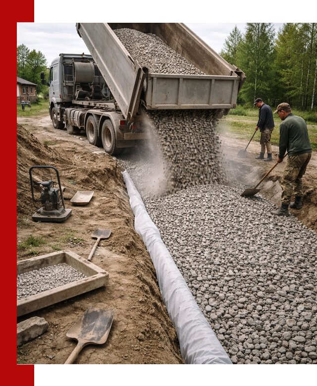 Гравий для дренажа с доставкой в Лыткарине качественный и недорогой