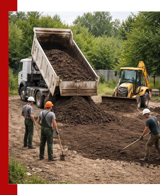 Доставка и укладка грунта для выравнивания участка в Лыткарине