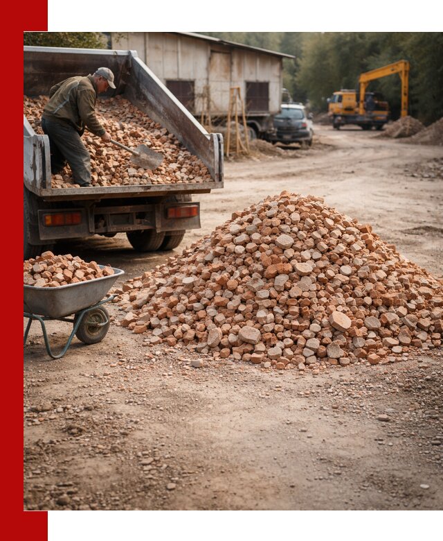 Доставка и подушка из боя кирпича с разгрузкой в Лыткарине