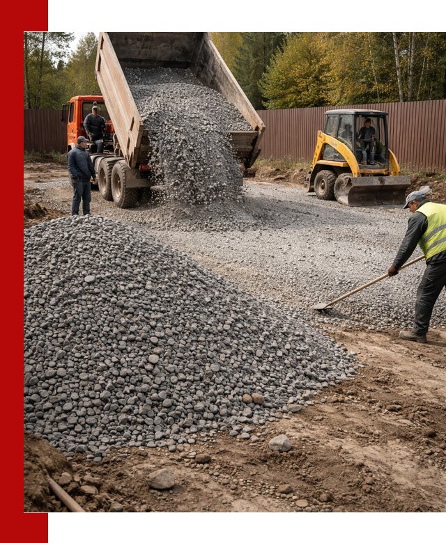 Отсыпка участка щебнем с доставкой и уплотнением в Лыткарине